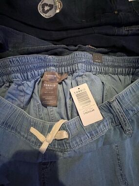 Torrid Light Blue Elastic Waist Denim wide leg Jean. Light weight.